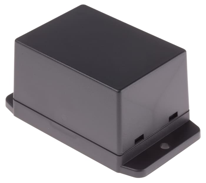 RS PRO Black ABS Enclosure, Flanged, Black Lid, 70 x 50 x 42mm