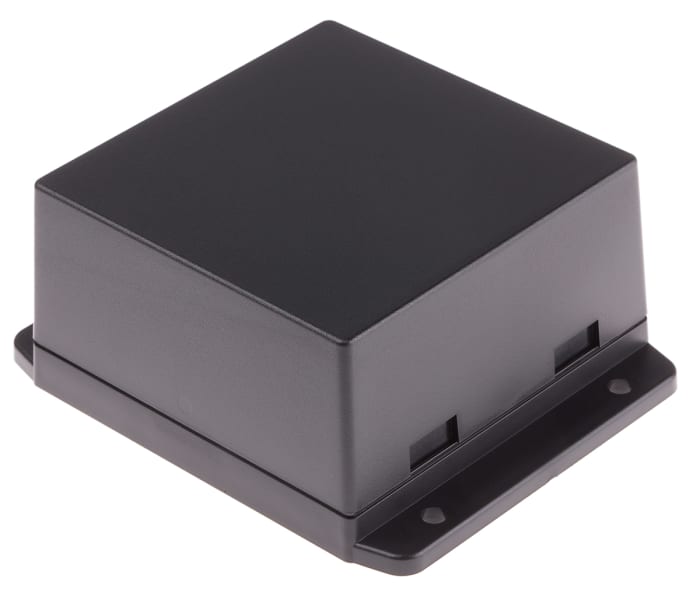 RS PRO Black ABS Enclosure, Flanged, Black Lid, 80 x 80 x 43mm