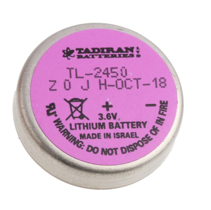 Pila de botón CR2450, 3.6V, 550mAh, litio - cloruro de tionilo, terminal  tipo PCB