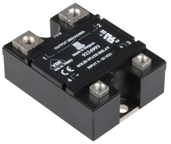 RS PRO Solid State Relay, 50 A rms Load, Panel Mount, 280 V ac Load, 32 V dc Control