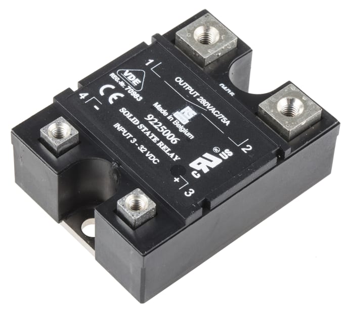 RS PRO Solid State Relay, 75 A rms Load, Panel Mount, 280 V ac Load, 32 V dc Control