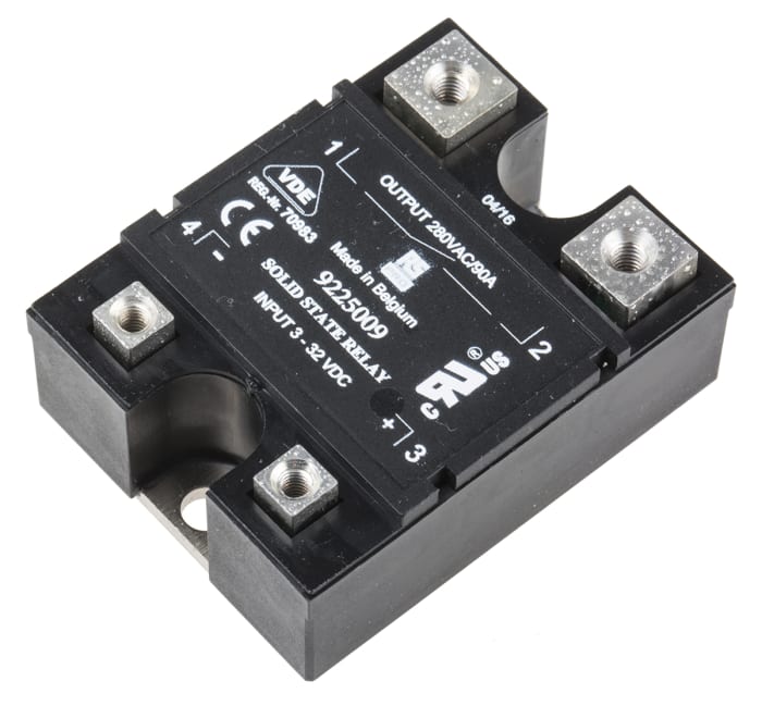RS PRO Solid State Relay, 90 A rms Load, Panel Mount, 280 V ac Load, 32 V dc Control