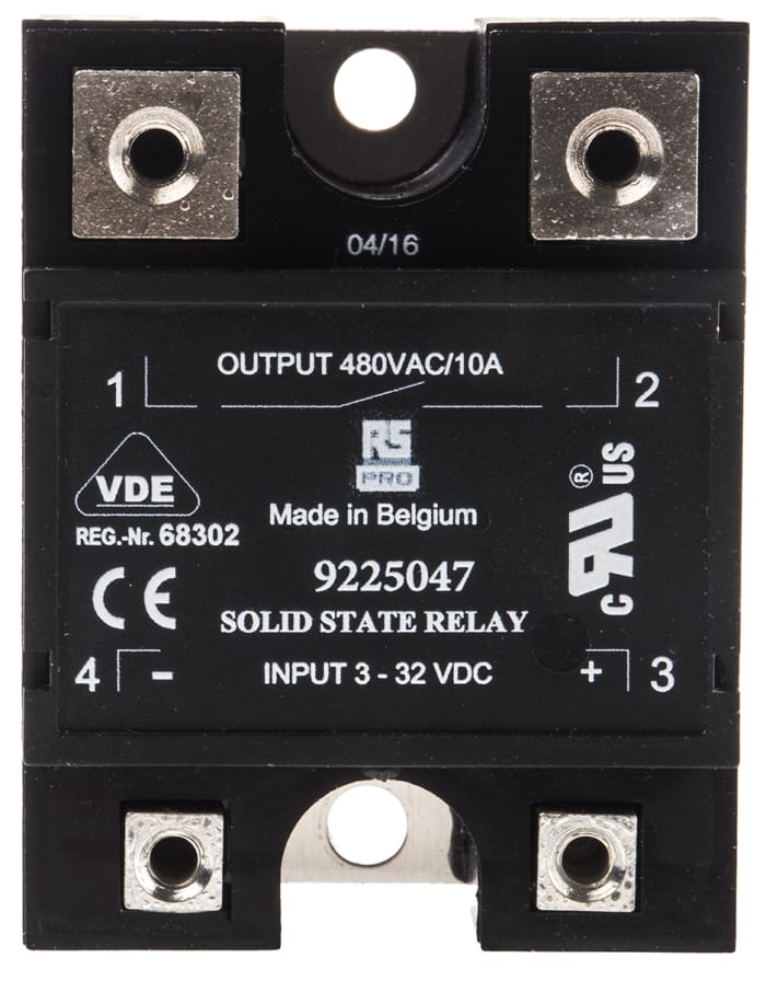 RS PRO RS PRO Solid State Relay, 10 A rms Load, Panel Mount, 480 V ac Load, 32 V dc Control