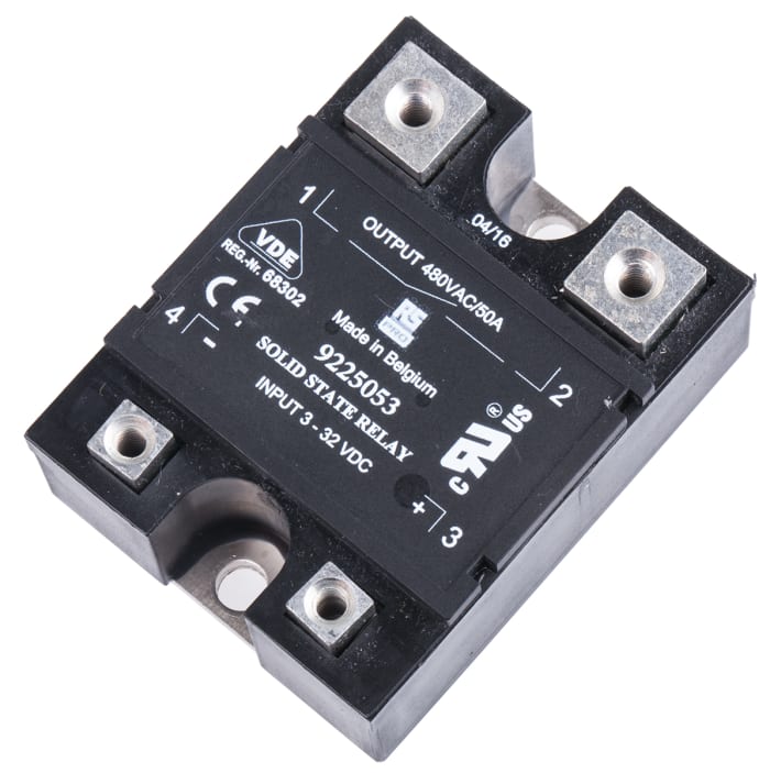 RS Pro Solid State Röle (SSR) 50 A rms SPNO, Rastgele Açma, Panoya Montaj, Tristör, Max Yük Gerilimi: 480 V ac