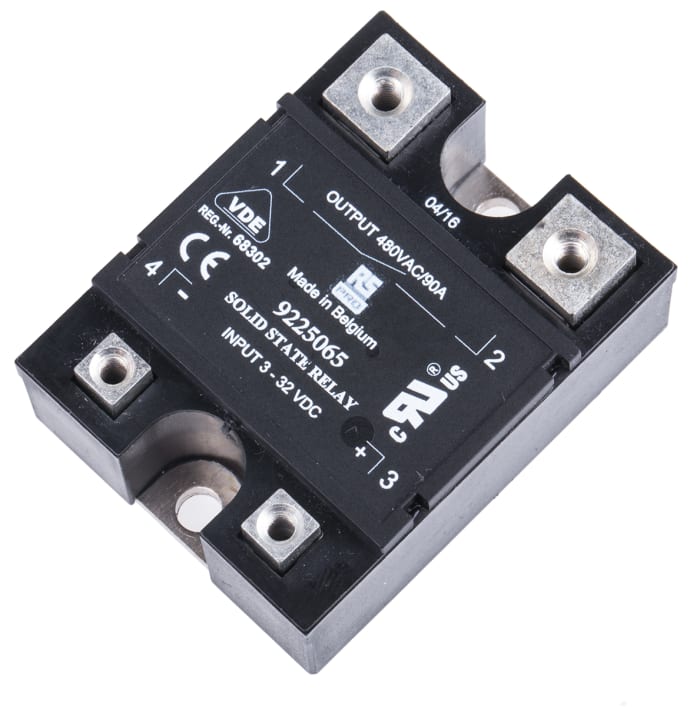 RS PRO Solid State Relay, 90 A rms Load, Panel Mount, 480 V ac Load, 32 V dc Control
