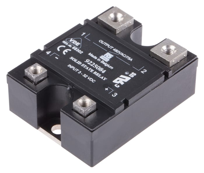 RS PRO Solid State Relay, 75 A rms Load, Panel Mount, 480 V ac Load, 32 V dc Control