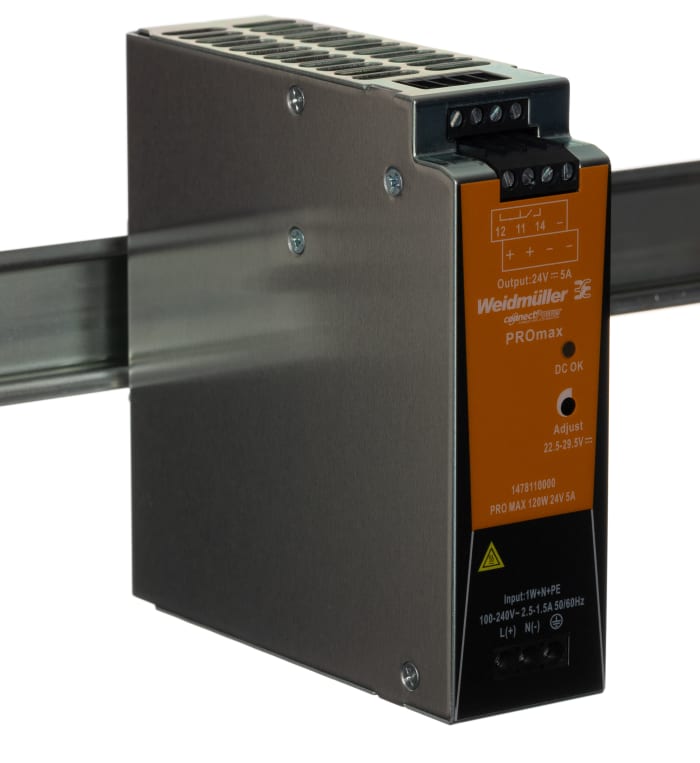 Alimentation pour rail DIN Weidmuller, série PRO MAX, 24V c.c.out 5A, 120W