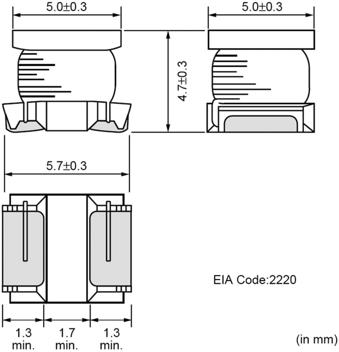 Murata, 2220 (5650M) Wire-wound SMD Inductor 10 mH ±20% Wire-Wound 50mA Idc