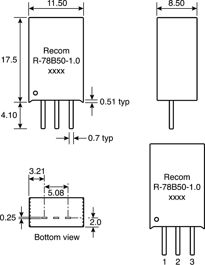 R-78B12-1.0, Recom DC/DC-Wandler 16  32V 12V Fest 12W