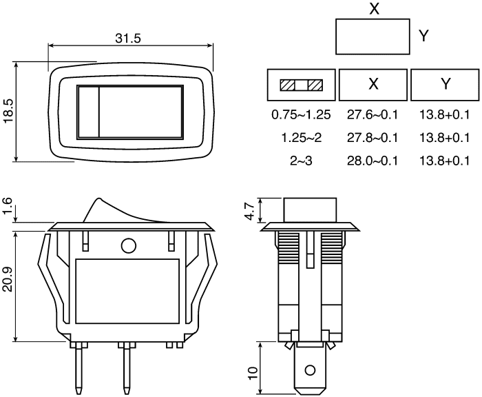 RS PRO | Rocker Anahtar (Rocker Switch), Siyah, 13,8mm, 28mm, Tek ...