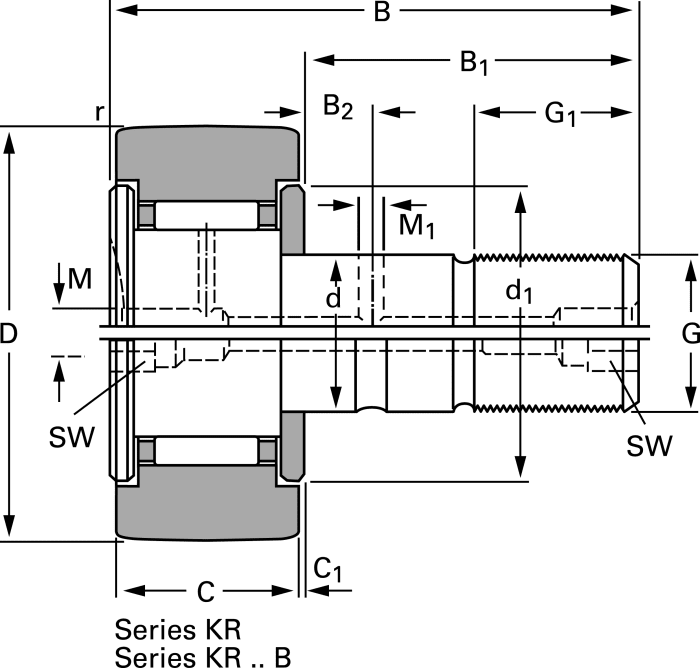 KR16PPA SKF Stud Cam Follower KR16PPA, 6mm ID, 16mm OD 514180