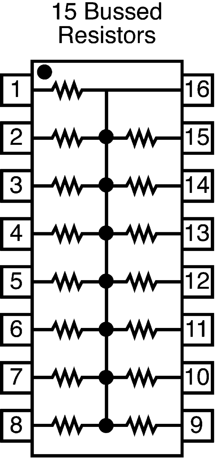 4116R2102LF Bourns Matriz de resistencias Bourns, 1kΩ, ±2, BUS, 15