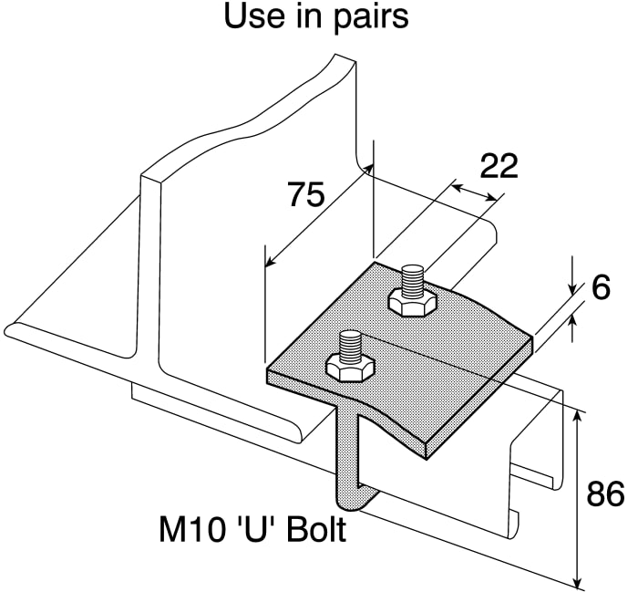 P 2785 Unistrut Unistrut Galvanised Steel Beam Clamp, Fits Channel