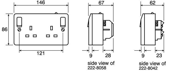 K735 WHI, Prise électrique MK Electric, Montage panneau, Type G -  Britannique, , IP2XD, série Panel Mount