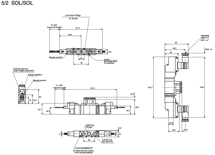 SS5Y3200200FQ SMC SMC SS5Y series 2 station G 1/8 Manifold