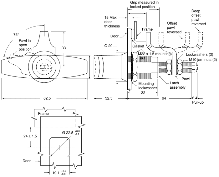 E31115RS Southco Southco Black Die Cast Zinc Locking Handle, T