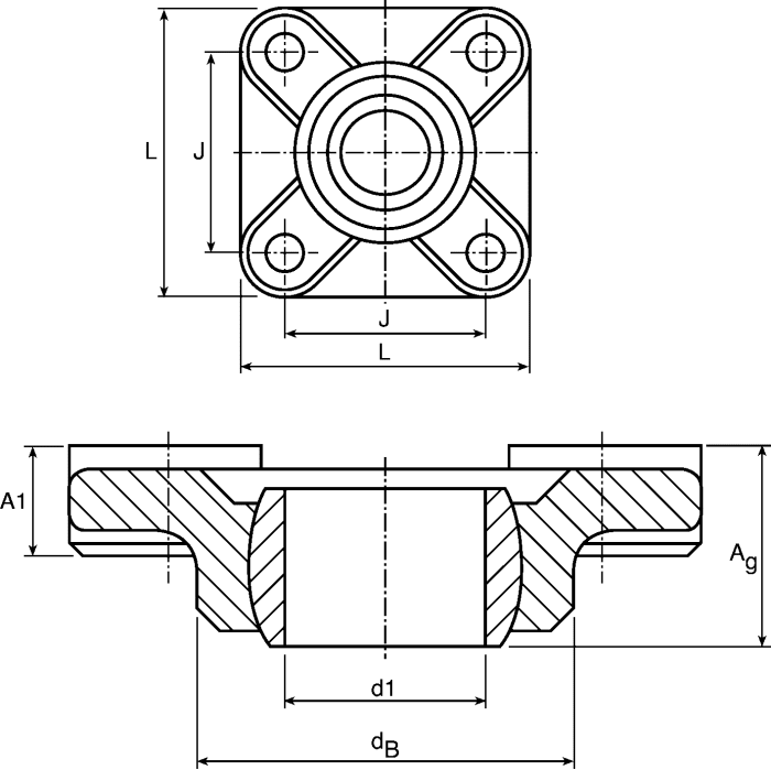 EFSM10 Igus 4 Hole Flange Bearing Unit, EFSM10, 10mm ID 3112752