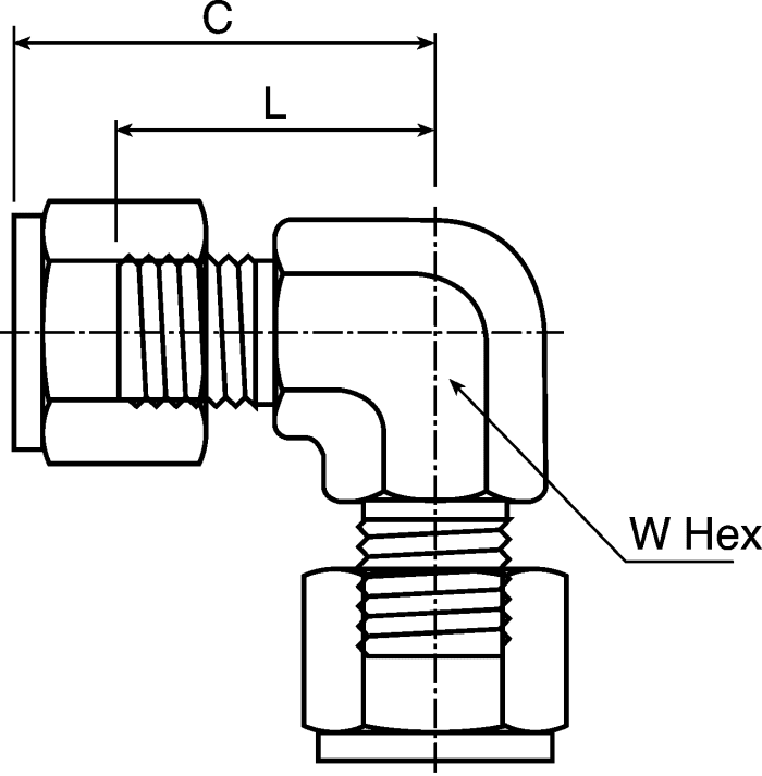 EEM6-316 Parker Instrumentation, Union Elbow Fitting