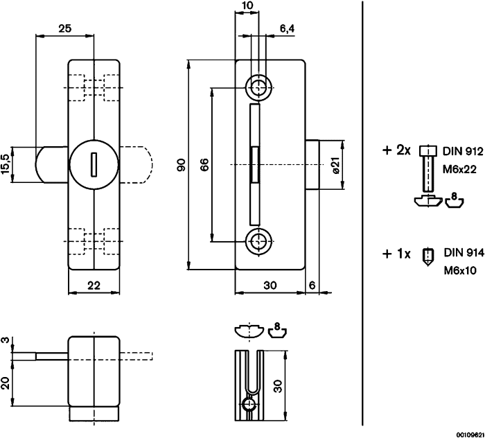 Bosch Rexroth Die Cast Zinc, Galvanised Steel Door Lock, MGE