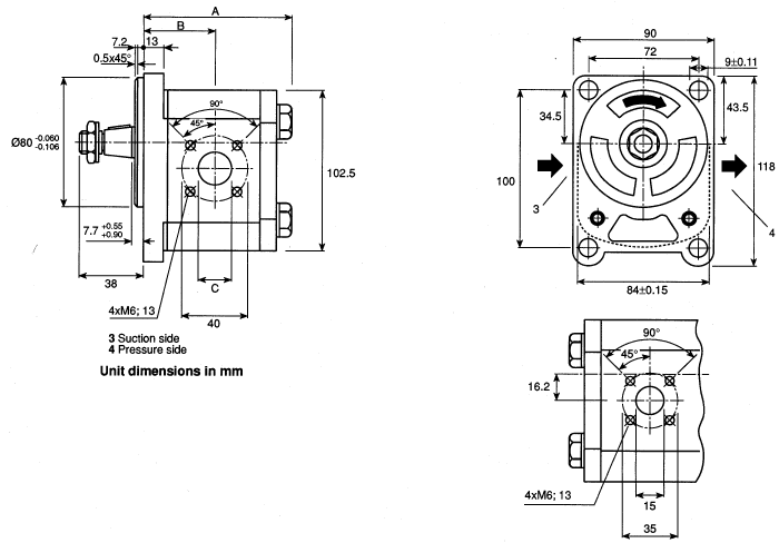 0510725030 Rexroth | Bosch Rexroth Hydraulic Gear Pump 0510725030, | RS Components