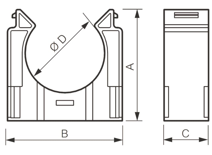 Legrand Fixing Clip, Cable Conduit Fitting, 25mm Nominal Size, Polyamide, Black
