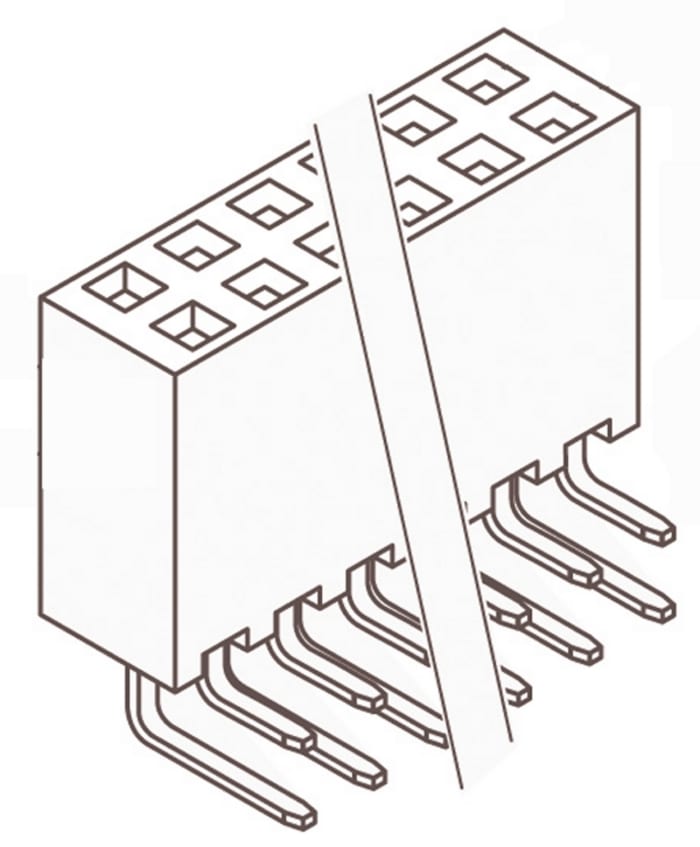 Conector hembra para PCB Ángulo de 90° Samtec serie SSW, de 8 vías en 2 filas, paso 2.54mm, 550 V, 6.9A, Montaje en