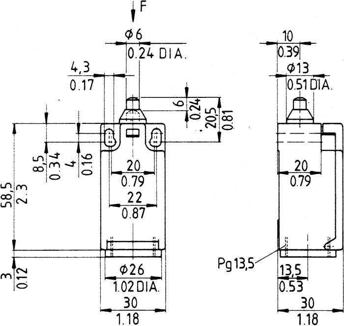 ZS 23611Z Schmersal Schmersal Plunger Limit Switch, NO/NC, IP67