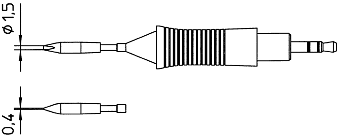 Panne de fer à souder Weller, Ciseau droit, série RT, 2.2 mm, pour Micro-fer à souder WMRP