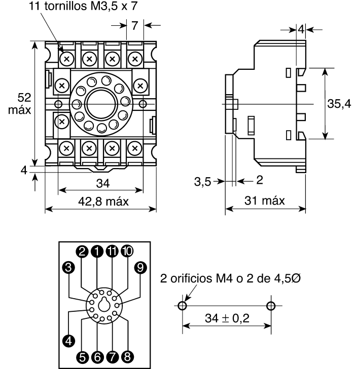 PF113AE Omron Omron Relay Socket for use with MK3P5I, MK3P5S