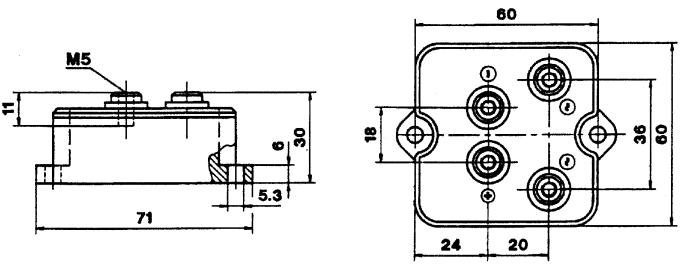 Semikron Bridge Rectifier, 50A, 800V, 4-Pin