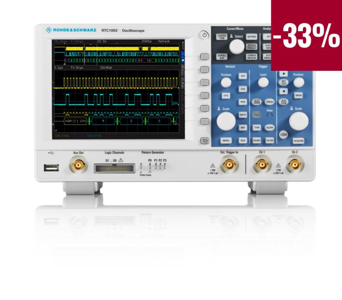 Rohde & Schwarz RTC-BNDL RTC1000 Series, 300MHz Bench Oscilloscope Bundle, 2 Analogue Channels