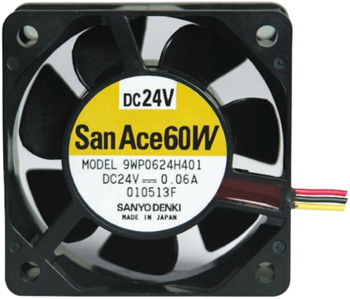 Sanyo Denki WP Series Axial Fan, 24 V dc, DC Operation, 61.8m³/h, 1.68W, 70mA Max, 80 x 80 x 25mm