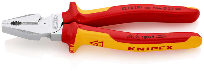 Knipex Combination Pliers, 200 mm Overall, Straight Tip, VDE/1000V