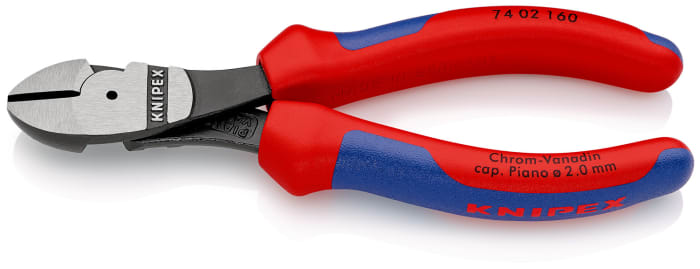 Alicate de corte diagonal de fuerza Knipex, capacidad de corte 3.1mm, long. total 160 mm,