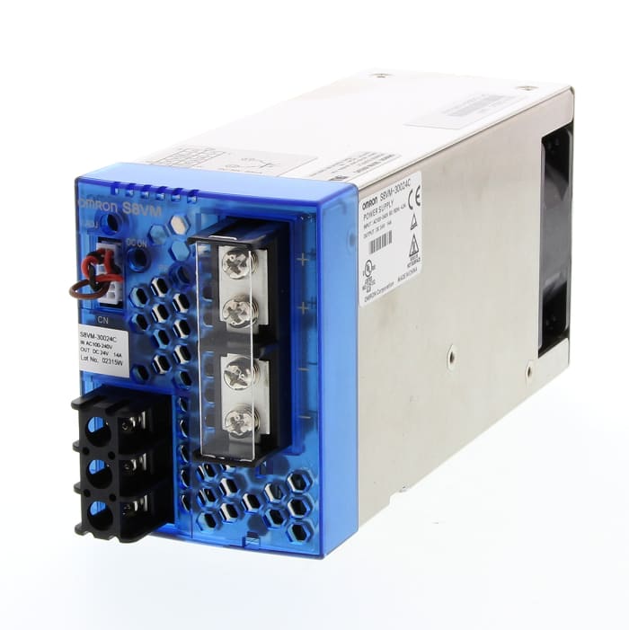 24V dc S8VM DIN Ray Pano Montaj Güç Kaynağı, 24V dc / 24V dc, 14A 300W, Anahtarlama Modu