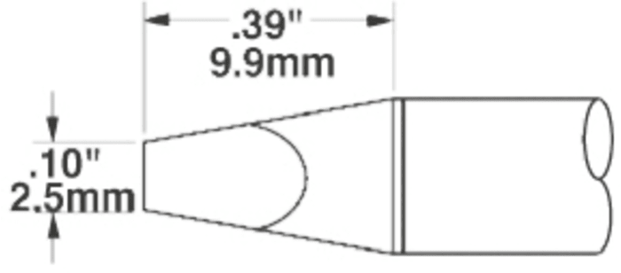 Punta de soldadura tipo Cincel Metcal, serie SSC-6 mod. SSC, punta de 2,5 mm, 30°, para usar con MFR-H6-SSC, SP-HC1