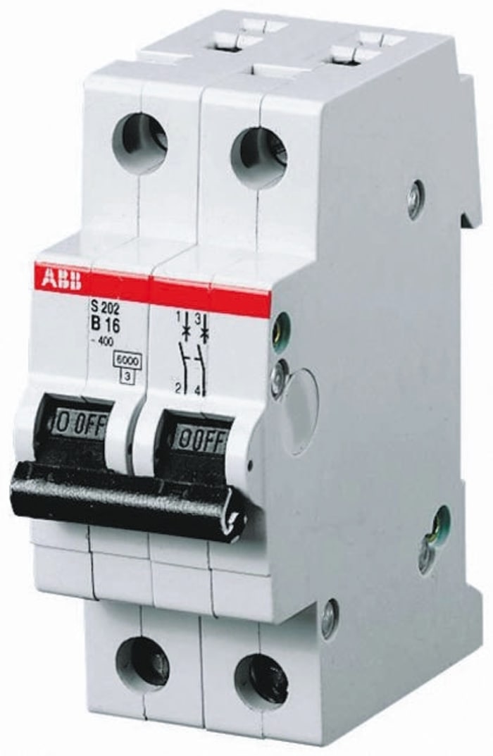 ABB System Pro M Compact S200M MCB, 2P, 13A Curve B, 440V AC, 125V DC, 10 kA Breaking Capacity