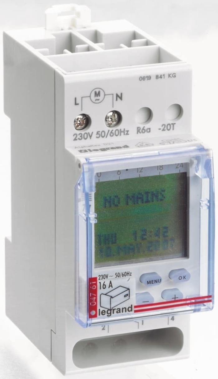 Interrupteur horaire pour rail DIN Legrand, 230 V c.a. 1 canal