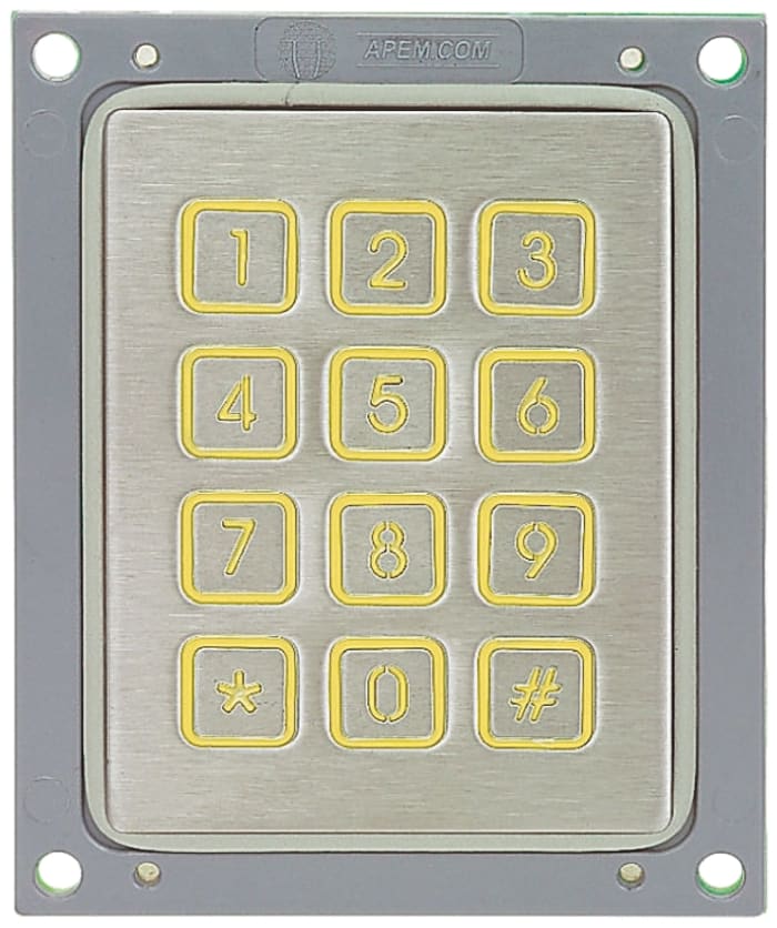 Clavier en acier inoxydable APEM, 12 touches type 4 x 3, IP65