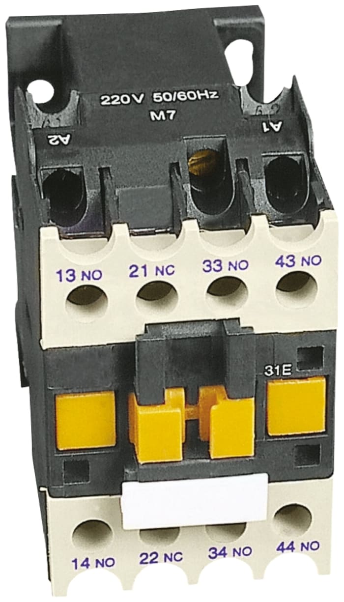 Contactor RS PRO de 4 polos, 2 NA + 2 NC, 10 A, bobina 24 Vdc