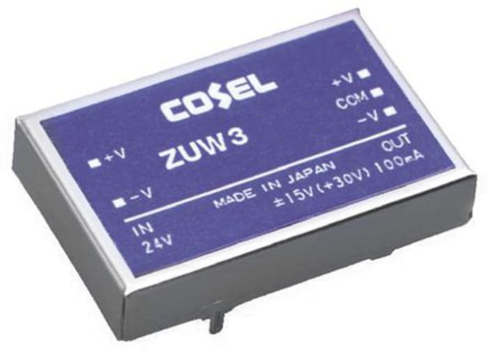 Cosel DC-DC Converter, ±12V dc/ 130mA Output, 4.5 → 9 V dc Input, 3.12W, Through Hole, +71°C Max Temp -20°C Min