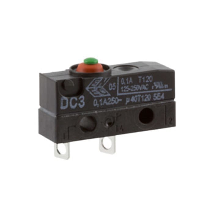 Microrupteur Bouton ZF, A souder, SPST, 0,1 A