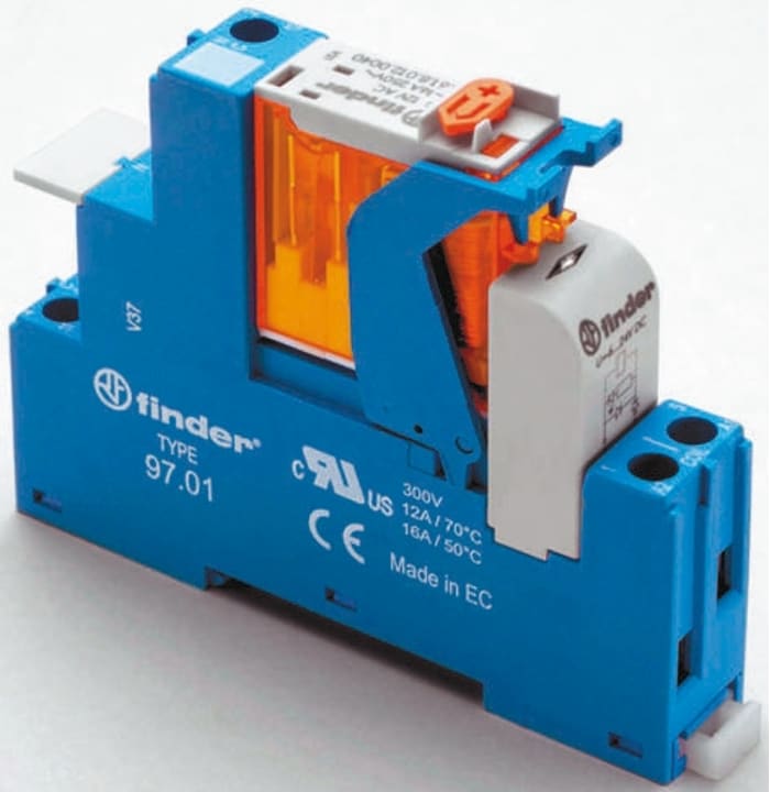 Finder 4C Series Interface Relay, DIN Rail Mount, 230V ac Coil, SPDT, 1-Pole