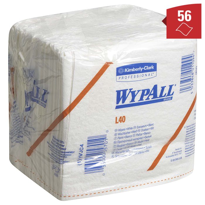 Kimberly Clark WypAll Dry Multi-Purpose Wipes, Quarter Fold of 56, 317 x 365mm