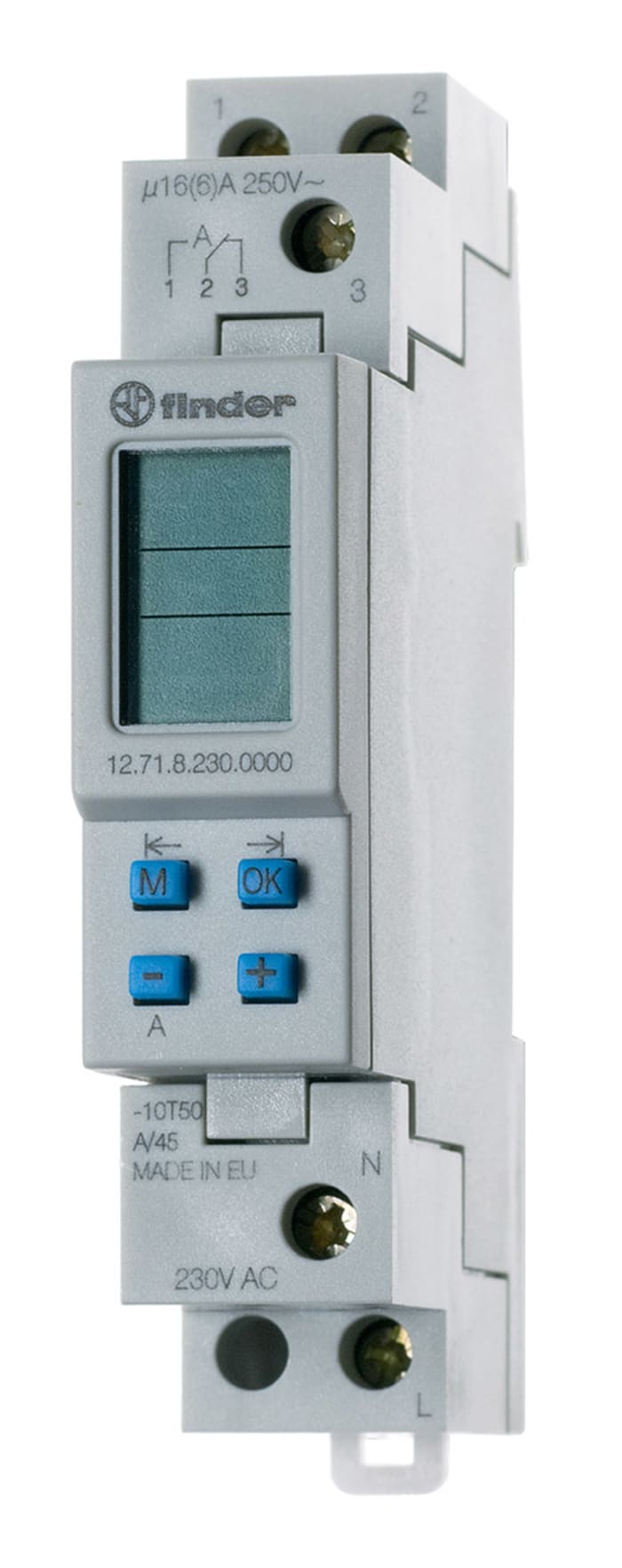 Finder Digital DIN Rail Time Switch 230 V ac, 1-Channel
