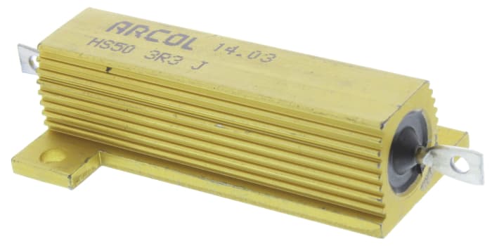 Resistencia de montaje en panel Arcol, 3.3Ω ±5% 50W, Con carcasa de aluminio, Axial, Bobinado