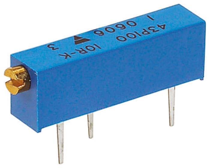 M43P501KB40 Vishay | Vishay 43P Series 20-Turn Through Hole Trimmer Resistor with Pin Terminations, 500Ω ±10% 1/2W ±100ppm/°C Adjust | 162-192 | RS Components
