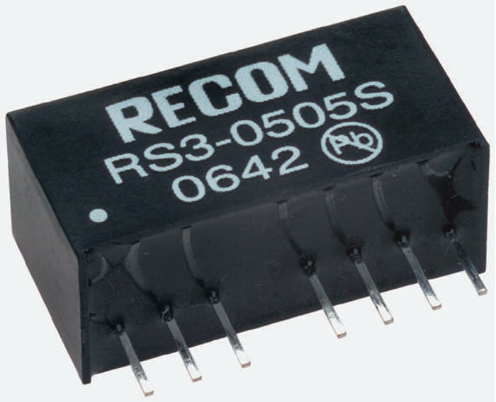 Recom RS3 Isolated DC-DC Converter, 15V dc/ 200mA Output, 4.5 → 9 V dc Input, 3W, Through Hole, +71°C Max Temp