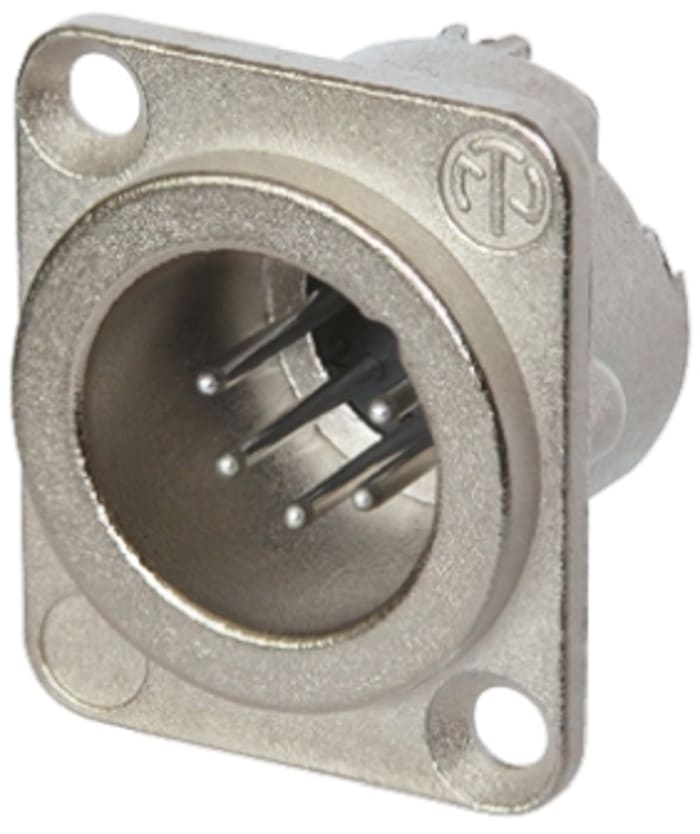 Neutrik Panel Mount XLR Connector, Male, 50 V, 6 Way, Silver over Nickel Plating