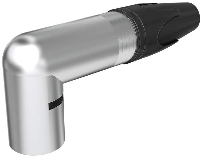 Neutrik Cable XLR Connector, Right Angle, 50 V ac Male, 3 Way, Silver over Nickel Plating